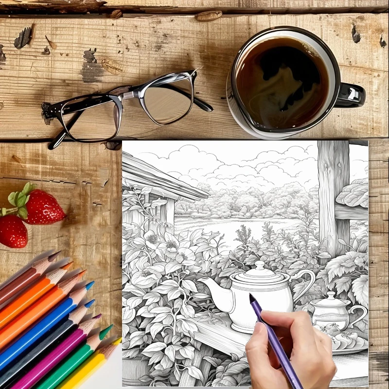 Tea In The Gardens Coloring Bo - Farming And Agriculture review and price