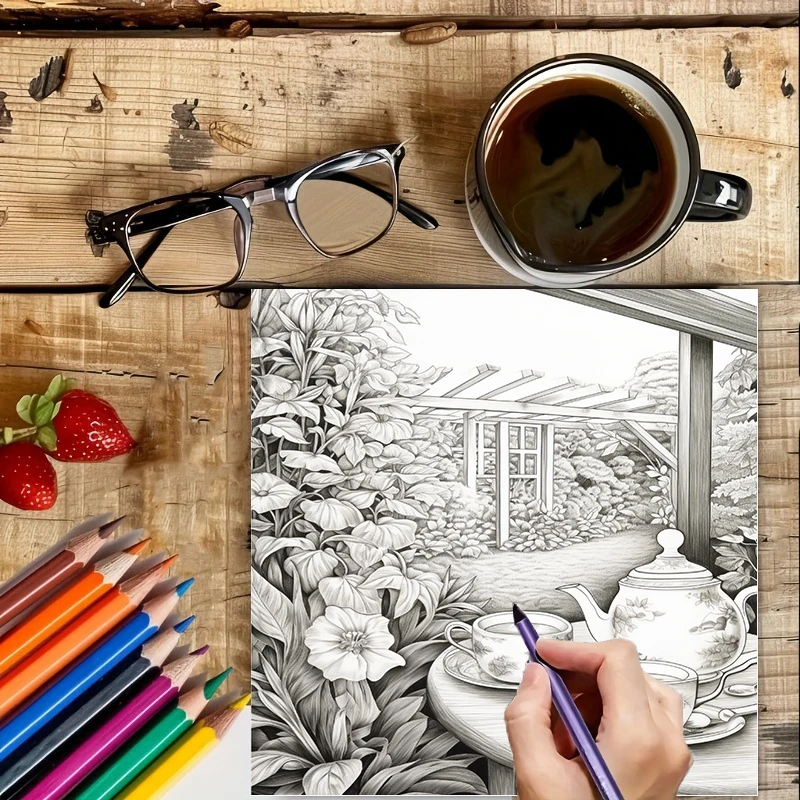 Tea In The Gardens Coloring Bo - Farming And Agriculture review and price